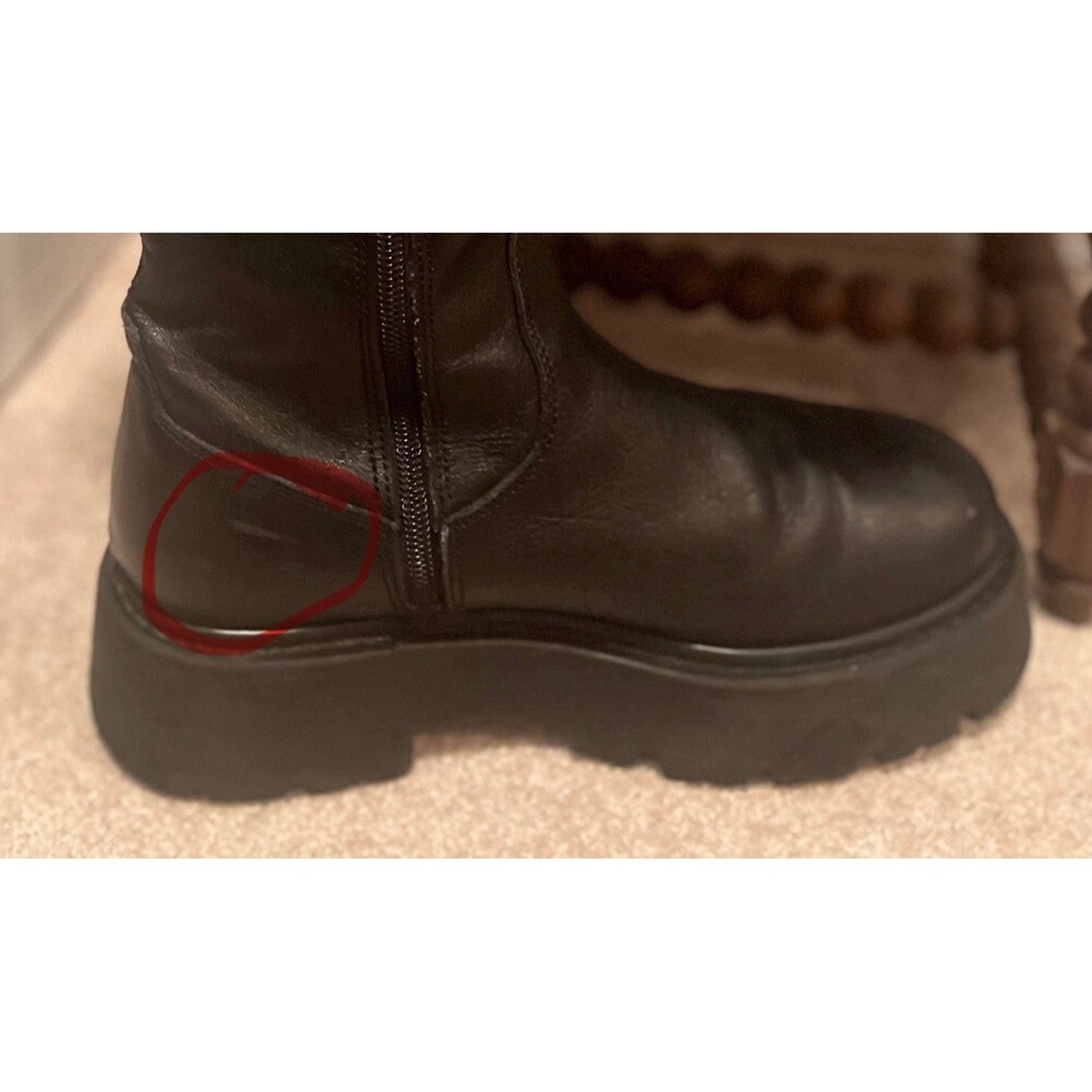Steve Madden Rex Black Leather Platform Boots Womens 8 Black Wednesday Adams Y2K - Picture 10 of 10
